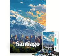 Rompecabezas de 1000 Piezas con el Horizonte de Santiago de Chile para Adolescentes Mejora la Memoria Fácil de Usar Ocio Corte Firme Decoración de Pared (38x52cm)