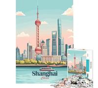 Rompecabezas de 1000 Piezas con el Horizonte de Shanghái para Adolescentes Juegos Divertidos y adictivos para Cultivar la Paciencia Regalos de cumpleaños para Disfrutar en Familia Tamaño 38x52cm