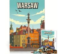 Rompecabezas de 1000 Piezas con el Horizonte de Varsovia, Polonia, para Adultos Ideal para ejercitar la Memoria, entretenerse y Disfrutar Bordes limpios Regalo de Temporada (38x26cm)