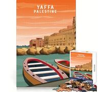 Rompecabezas de 1000 Piezas con el Horizonte de Yaffa, Palestina, para Adolescentes Actividad de Ocio Que estimula el Pensamiento Claro Encaje Firme Regalo Ideal (38x26cm)