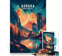 Rompecabezas de 1000 Piezas con el Horizonte del Centro de Aurora,decoración de Ajuste Limpio,Juego para ejercitar la Mente,Regalo para Momentos de Tranquilidad,Regalo de cumpleaños artístico 50x75cm