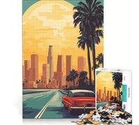 Rompecabezas de 1000 Piezas con el Horizonte Retro de Los Ángeles Juguetes para armar desafío difícil con Piezas de Formas aleatorias Que encajan Perfectamente 38x26cm