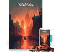 Rompecabezas de 1000 Piezas con el Horizonte Urbano de Filadelfia para Adultos Rompecabezas Suave para Relajarse Imagen para armar Artículo de Santa Claus (38x52cm)