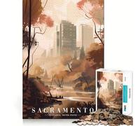 Rompecabezas de 1000 Piezas con el Horizonte Urbano de Sacramento para Adolescentes Juguete para estimular la lógica Diversión en Interiores Borde Premium Regalo Memorable (50x75cm)