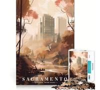 Rompecabezas de 1000 Piezas con el Horizonte Urbano de Sacramento para Adultos Ayuda a Mejorar la Memoria y Calma la Mente Diseño, Montaje y Regalo Creativo (38x26cm)