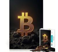 Rompecabezas de 1000 Piezas con el Logotipo de Bitcoin,Corte preciso,Divertido Juego de ingenio,Ideal para Relajarse y Disfrutar de la Navidad Decoración para el hogar (50x75cm)
