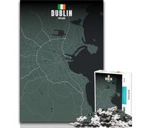 Rompecabezas de 1000 Piezas con el Mapa de Dublín, Irlanda, para Adultos, Ideal como Juguete Educativo, Regalo para Familiares y Amigos 38x26cm