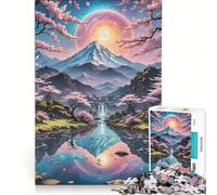 Rompecabezas de 1000 Piezas con el Reflejo del Monte Fuji, Juego Interactivo para ejercitar la Mente y Las Manos, cumpleaños y Navidad 38x26cm
