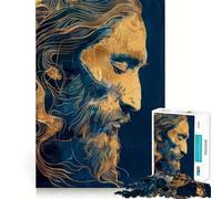 Rompecabezas de 1000 Piezas con el Retrato de Jesús para Adolescentes Juguete Que desafía la Mente Pasatiempo Tranquilo Corte preciso Regalo de Temporada (50x75cm)