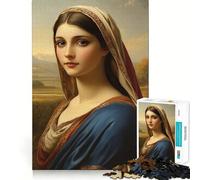 Rompecabezas de 1000 Piezas con el Retrato de una Mujer con Vestido Azul, Ideal para Adolescentes Juguete de Tren lógico, Ligero y Relajante Corte Suave Decoración de Pared (38x52cm)