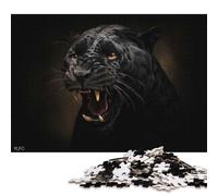 Rompecabezas de 1000 Piezas con el Rugido de la Pantera Negra, Rompecabezas Cuadrado para Adultos y Rompecabezas de Madera para decoración del hogar (75x50cm)