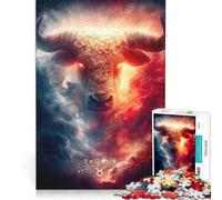 Rompecabezas de 1000 Piezas con el Signo Zodiacal Tauro Arte Digital Juego de ingenio decoración para el hogar con Piezas de Formas aleatorias Que encajan Perfectamente 50x75cm