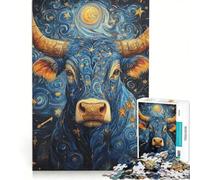 Rompecabezas de 1000 Piezas con el Signo Zodiacal Tauro Estrellado Juego de ingenio Entrena tu Cerebro y Tus Manos Ideal para Decorar tu Escritorio 50x75cm