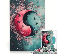 Rompecabezas de 1000 Piezas con el símbolo del Yin Yang una Mitad en Rosa y Otra en Rojo Juguetes para armar Ideales para Relajarse cumpleaños y Navidad 50x75cm
