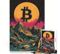 Rompecabezas de 1000 Piezas con el símbolo Vintage de Bitcoin para Adultos Estimula la Mente, fomenta la relajación y Proporciona un excelente Regalo (38x26cm)