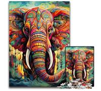 Rompecabezas de 1000 Piezas con Elefantes Coloridos para Adultos, Ideal para Parejas, Navidad, Año Nuevo y San Valentín, 26x38cm/10,23x14,96 Pulgadas.
