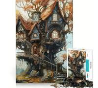 Rompecabezas de 1000 Piezas con Encanto de una casa en el Bosque Juego de Habilidad Mental Divertido y entretenido Regalo Ideal para el Tiempo Libre y Las Fiestas (38x26cm)
