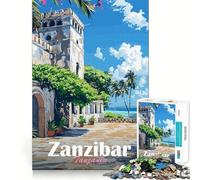 Rompecabezas de 1000 Piezas con Escena callejera de Zanzíbar para Adultos,Ideal para Mejorar la Agilidad Mental Corte láser para un Ajuste Diversión Familiar Nocturna (38x52cm)