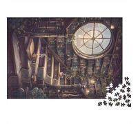 Rompecabezas de 1000 Piezas con Escena de Biblioteca Vintage, brújula Vintage, Puerta, para Adultos de 12 años en adelante, Juegos educativos, Hermosa decoración, difícil, desafiante,38x26cm, Regalo