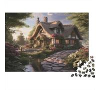 Rompecabezas de 1000 Piezas con Escena de cabaña de Cuento de Hadas, Paisaje rústico de jardín, para Adultos, Juego Educativo, decoración del hogar, desafío difícil, Regalo de cumpleaños, 52x38cm