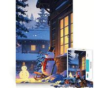 Rompecabezas de 1000 Piezas con Escena de cabaña Invernal y muñecos de Nieve para Adultos Juguete para Resolver Problemas Juego de Corte de Calidad Profesional Actividad Relajante para Grupos