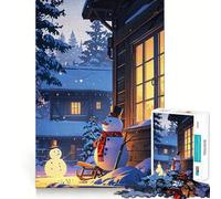 Rompecabezas de 1000 Piezas con Escena de cabaña Invernal y muñecos de Nieve para Adultos Piensa,Entrena y Juega Cierre Seguro,sin Piezas Sueltas aliviar el estrés (50x75cm)