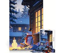 Rompecabezas de 1000 Piezas con Escena de cabaña Invernal y muñecos de Nieve Pensamiento Claro, distracción Suave, Bordes precisos, Regalo significativo (50x75cm)