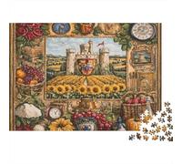 Rompecabezas de 1000 Piezas con Escena de Castillo Italiano y Marco de Girasoles para Adultos. Juego Educativo. Hermoso desafío Decorativo. Alta dificultad. Regalos de cumpleaños. 70x50cm