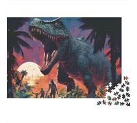 Rompecabezas de 1000 Piezas con Escena de Dinosaurios en la Jungla: Monstruo Gigante T-Rex para Adultos. Juego Educativo para decoración del hogar. Desafío deRegalo Ideal 52x38cm.