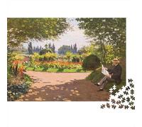 Rompecabezas de 1000 Piezas con Escena de jardín y Sendero en un Bosque brumoso. Juegos educativos para Adultos. Hermoso desafío Decorativo. Alta dificultad. Regalos de cumpleaños. 52 x 38 cm