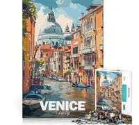 Rompecabezas de 1000 Piezas con Escena de los Canales de Venecia para Adolescentes Juego Que estimula la Mente Encaje Huecos Actividad Relajante para Grupos en Interiores (50x75cm)