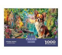 Rompecabezas de 1000 Piezas con Escena de Perro Tropical para Adultos - Camino del Bosque Encantado de Corgi, difícil, desafiante, para decoración de Paredes y Regalos, 52 x 38 cm (1000 Piezas)
