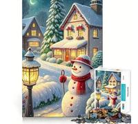 Rompecabezas de 1000 Piezas con Escena de Pueblo Invernal con muñecos de Nieve para Adolescentes Juguete para ejercitar la Mente Juego de Mesa en Grupo Arte y Montaje Regalo clásico (38x26cm)