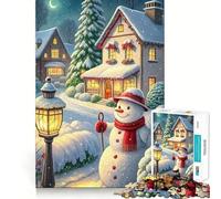 Rompecabezas de 1000 Piezas con Escena de Pueblo Invernal con muñecos de Nieve para Adolescentes Mejora la Memoria Suave y Relajante Corte Premium Sorpresa de cumpleaños (50x75cm)