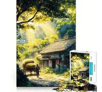 Rompecabezas de 1000 Piezas con Escena de Pueblo Rural japonés para Adolescentes Juguete para estimular la lógica Diversión en Interiores Borde Premium Regalo Memorable (50x75cm)