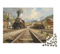 Rompecabezas de 1000 Piezas con Escena de Tren Antiguo, vías de Tren de Vapor Rurales para Adultos, Juegos educativos, Hermosa decoración, desafío de Regalo de cumpleaños para, 70x50cm.