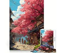 Rompecabezas de 1000 Piezas con Escena de una Calle con cerezos en Flor para Adultos Estimula la lógica,Proporciona un Placer Relajante y un Cierre sin Fisuras (38x26cm)