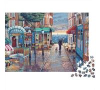 Rompecabezas de 1000 Piezas con Escena de una Calle de París. Escena de un café Parisino. Juegos educativos para Adultos. Decoración del hogar. Difícil. 52 x 38 cm