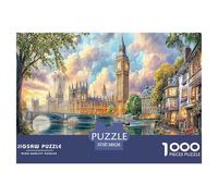 Rompecabezas de 1000 Piezas con Escena del Puente de la Torre y Catedral en la Ciudad, Ideal para Adultos y niños, Ideal para un día lluvioso, 38 x 26 cm (1000 Piezas)