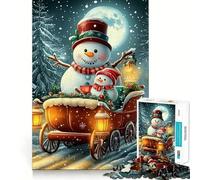 Rompecabezas de 1000 Piezas con Escena Invernal de muñeco de Nieve y Trineo para Adolescentes Juego de lógica Tiempo cálido Pieza de colección de Arte de Corte preciso (38x26cm)