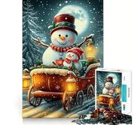Rompecabezas de 1000 Piezas con Escena Invernal de muñeco de Nieve y Trineo para Adolescentes Juguete de lógica Clara Tiempo de Paz Corte Lista de Deseos de Papá Noel (38x52cm)