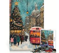 Rompecabezas de 1000 Piezas con Escena navideña Nevada en una Calle para Adultos Fortalece la Memoria Divertido y Casual Bordes limpios Regalo clásico (38x26cm)