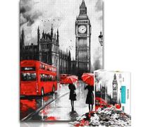 Rompecabezas de 1000 Piezas con escenas callejeras de Londres para Adultos, Juguetes educativos, Juegos Familiares con póster a Juego y Hoja de Trivia de 50x75cm