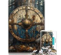 Rompecabezas de 1000 Piezas con Escudo de Caballero Vikingo para Adolescentes Ayuda a ejercitar el Cerebro Juguetes adictivos para Cultivar la Paciencia Una Obra de Arte 38x26cm