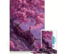 Rompecabezas de 1000 Piezas con Esqueleto bajo un Cerezo en Flor para Adultos Juguete de lógica Mental, antiestrés, Corte Firme, Regalo increíble 38x52cm