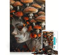 Rompecabezas de 1000 Piezas con Esqueleto de Mujer y Setas para Adultos Regalo Ideal para ejercitar la Mente, relajar el Cerebro y Disfrutar de un Momento de Arte Un Regalo Memorable 38x52cm