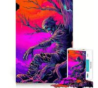 Rompecabezas de 1000 Piezas con Esqueleto neón en un árbol para Adultos Juguete para ejercitar la Mente, diseño Divertido y silencioso Regalo Original (38x52cm)