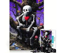 Rompecabezas de 1000 Piezas con Esqueleto y corazón en un Bosque Encantado para Adultos Juguete para Pensar, calmar, Relajarse y Decorar la Pared con un diseño Limpio 50x75cm