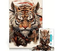 Rompecabezas de 1000 piezas con estampado artístico de guerrero tigre para adolescentes ideal para desarrollar la memoria y jugar en interiores Diseño de corte fino Elige tu deseo de Papá Noel 38x26cm