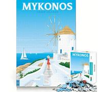 Rompecabezas de 1000 Piezas con Estampado artístico de Mykonos,Grecia Ideal para Cortar y Decorar Juego cognitivo Jugar en Cualquier Momento Juego de cumpleaños (50x75cm)